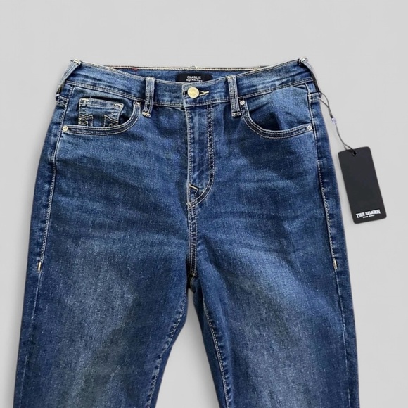 True Religion-Charlie High rise flare jeans, blue- size 27-NWT-retails $159 - Picture 6 of 11